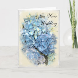 Cartão Flor de Hortênsia Azul no Dia do Casamento