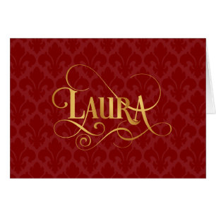 Cartão Flor de lis vermelha Dourado personalizada de