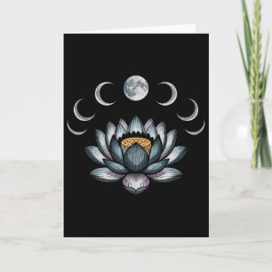 Cartão Flor de Lótus Fases da Lua Zen Amante do Yoga Espi
