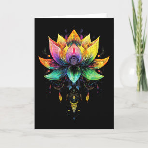 Cartão Flor de Lótus Mandala de Ioga Chakra Arco-íris Boê