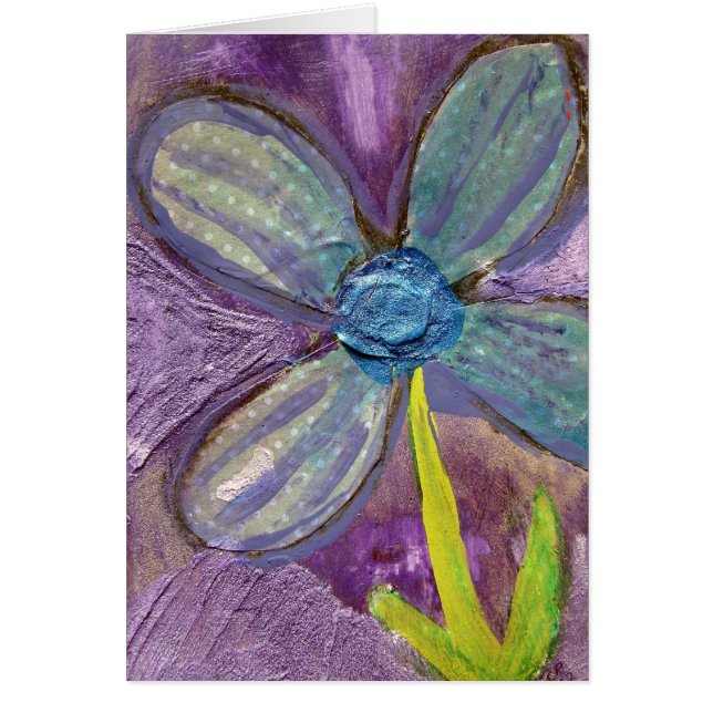 Cartão Flor de mídia mista (Frente)