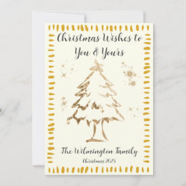 Cartão Flor de Natal da Família de Árvores Ouros Festivas