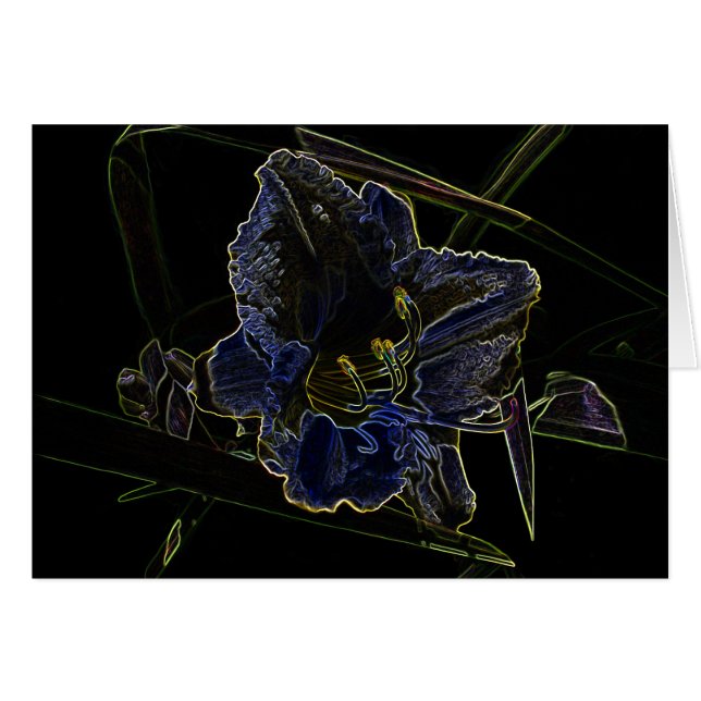 Cartão Flor de néon do hemerocallis do fulgor (Frente Horizontal)