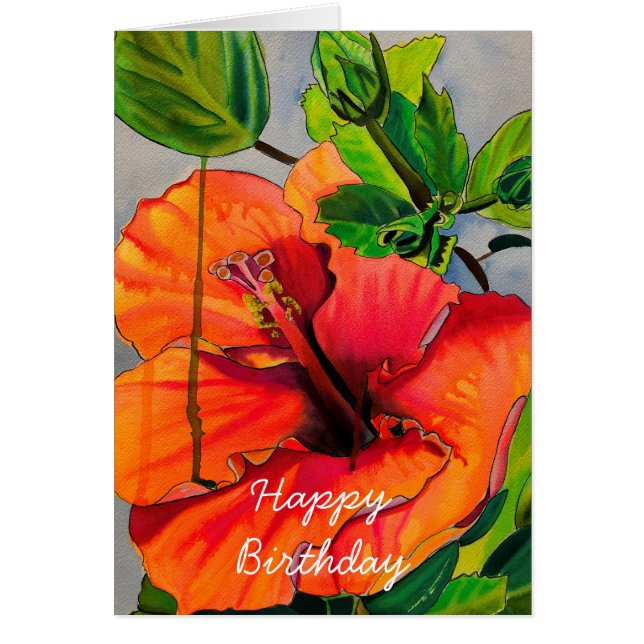 Cartão Flor de Neon Hibiscus Tropical (Frente)