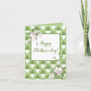 Cartão Flor de padrão geométrico verde pastel simples