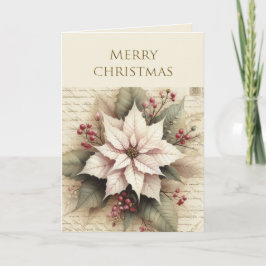 Cartão Flor de Poinsettia de Natal Elegante Férias