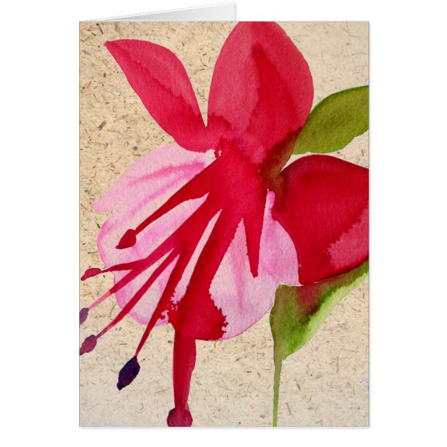 Cartão Flor de pop de cor da água rosa Fuchsia (Frente)