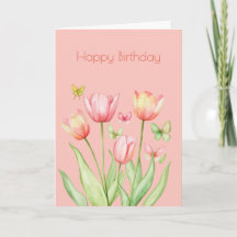 Flor de Tulipas Rosa Botânica Boho Aniversário