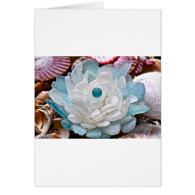 Cartão Flor de Vidro do Mar Branco (Frente)