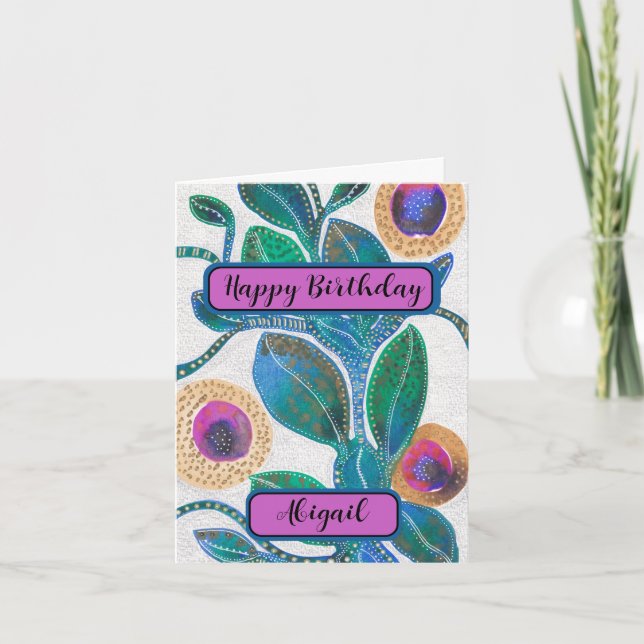 Cartão Flor do deserto, trabalho de arte de aquarela, fel (Frente)