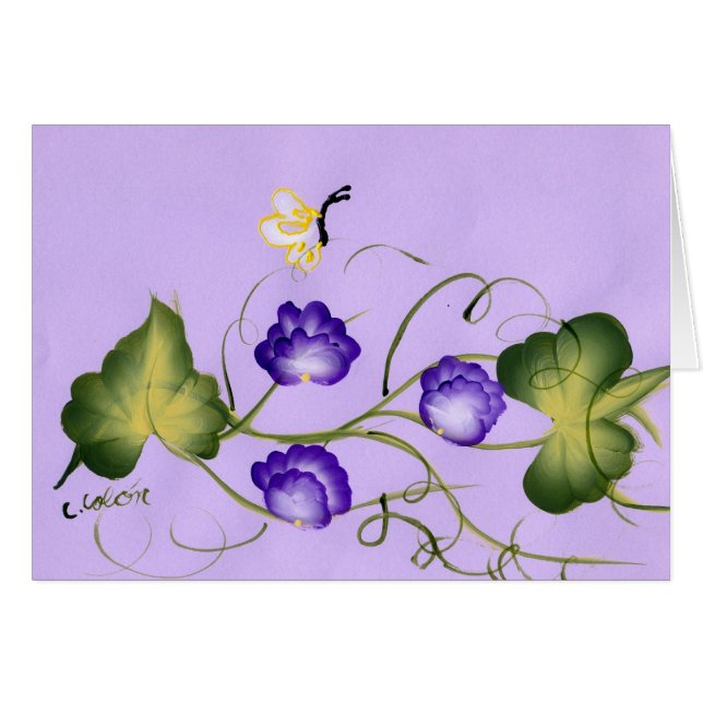 Cartão Flor e borboleta da ervilha doce (Frente Horizontal)