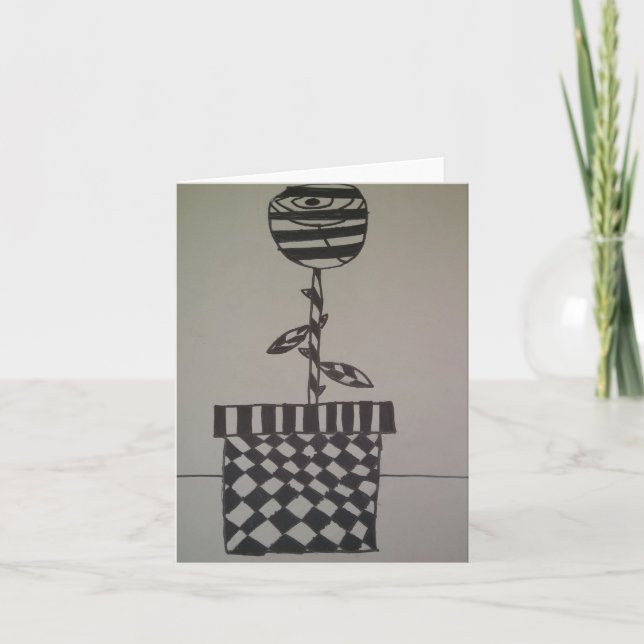 Cartão Flor em preto e branco, placas de nota (Frente)