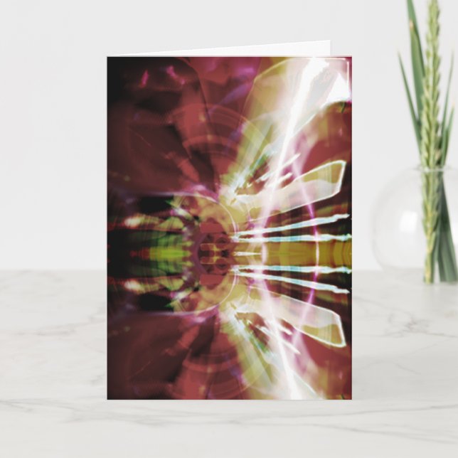 Cartão Flor Firecracker Abstrato White da Olive Burgundy (Frente)