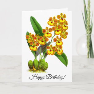 Cartão Flor Laranja Amarelo Vintage Personalizado