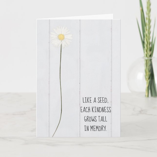 Cartão flor margarida no obrigado de madeira (Frente)