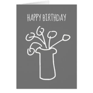 Cartão Flor moderna simples branca em cinzas