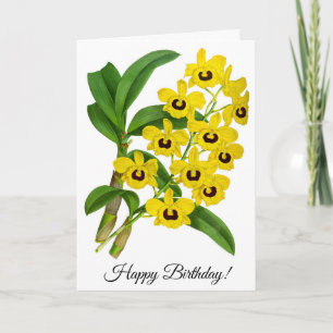 Cartão Flor Orquídea Amarelo Vintage Personalizado