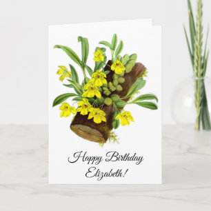 Cartão Flor Orquídea Amarelo Vintage Personalizado