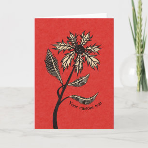 Cartão Flor Retrô Vintage Tinta Gótica Vermelha e Preta T