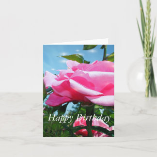 Cartão Flor rosa e folhas verdes, lindas, de cor rosa, em