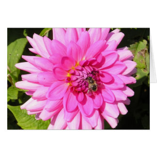 Cartão Flor rosa e placa de abelhas