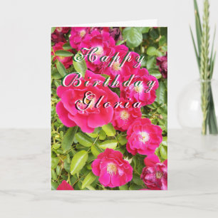 Cartão Flor Rosa "Feliz Aniversário" Personalizável