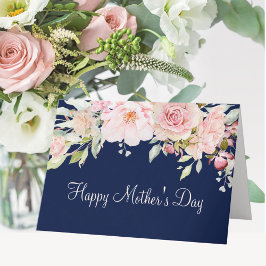 Cartão Flor Rosa Floral Pastel Cor-de-rosa Dia das Mães F