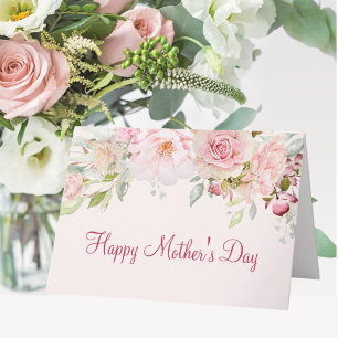 Cartão Flor Rosa Floral Pastel Rosa Feliz Dia das Mães