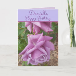 Cartão Flor Rosa Roxa Nome de Meninas Aniversário