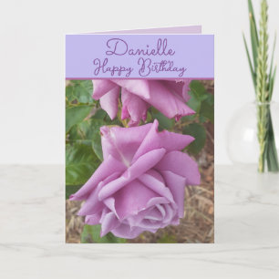 Cartão Flor Rosa Roxa Nome de Meninas Aniversário