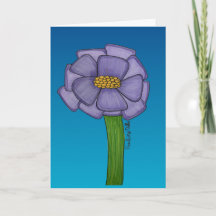 Flor Roxa com fundo azul em branco