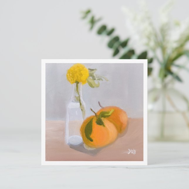 Cartão Flor silvestre e laranjas (Em pé/Frente)