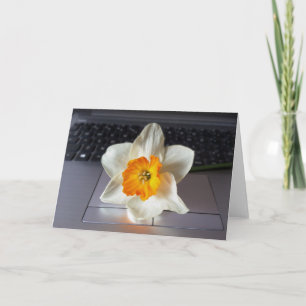 Cartão Flor sobre o teclado