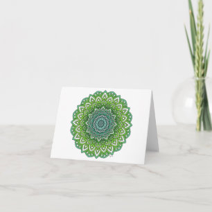 Cartão Flor Verde Espimentada Mandala
