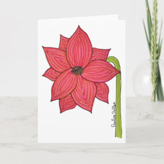 Cartão Flor Vermelha com fundo branco em branco