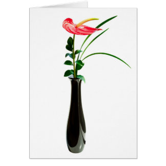 Cartão Flor vermelha do antúrio em um vaso