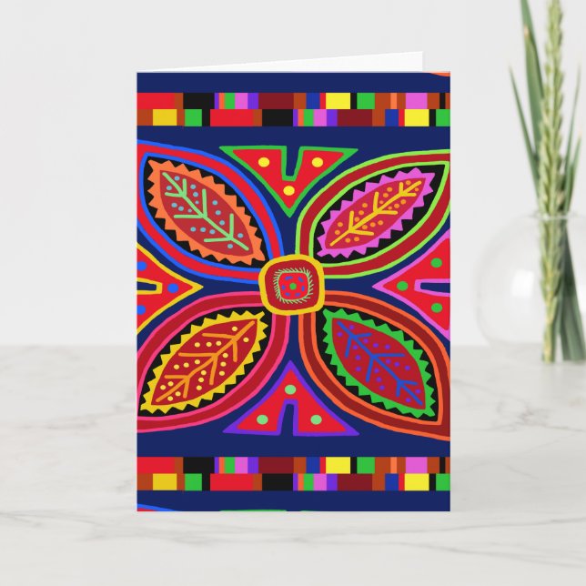 Cartão Flora Mola Indiana Kuna (Frente)