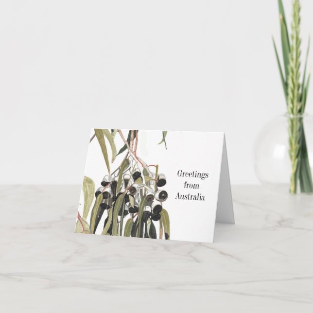 Cartão Flora Verde Australiana Saudações da Austrália (Frente)
