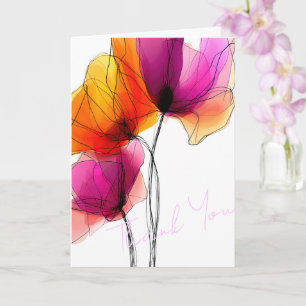 Cartão Florais Abstratos em Aquarela Personalizados Elega