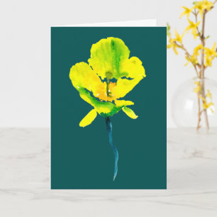Cartão Florais soltos abstratos amarelos em aquarela