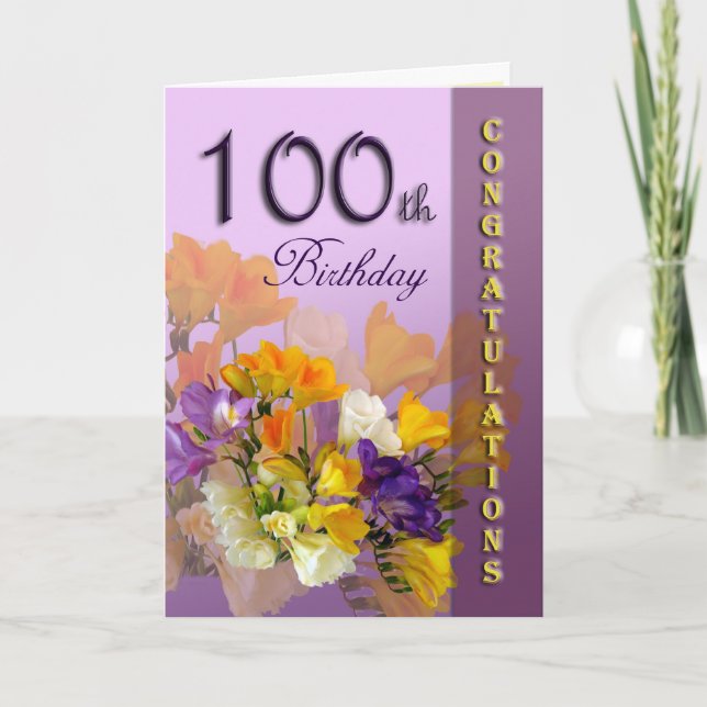 Cartão Floral 100th Birthday Congratulations Card (Frente)