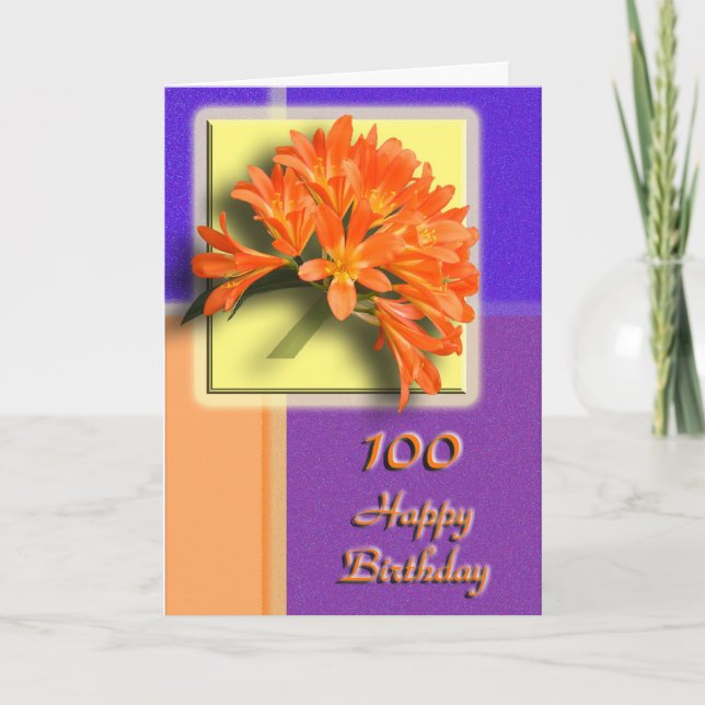 Cartão Floral 100th Birthday Congratulations Card (Frente)