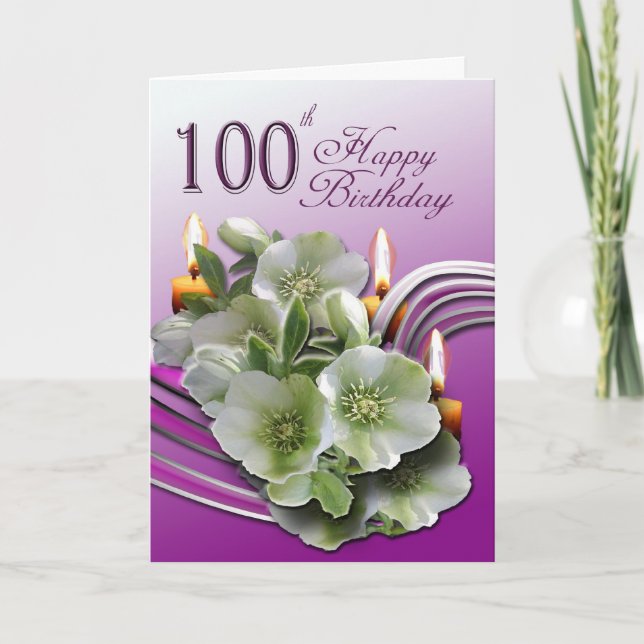 Cartão Floral 100th Birthday Congratulations Card (Frente)