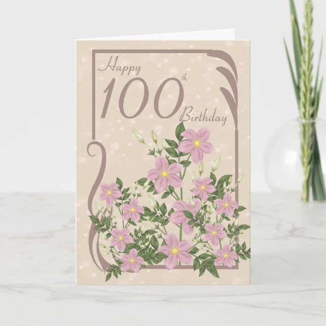 Cartão Floral 100th Birthday Greeting Card (Frente)