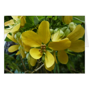 Cartão Floral Amarelo Tropical de Chá ouro