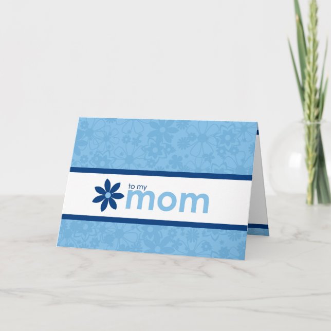 Cartão floral azul alegre do dia das mães (Frente)