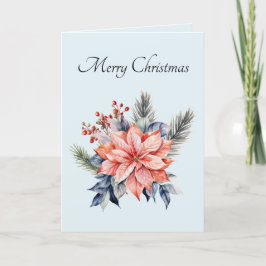 Cartão Floral Azul de Natal