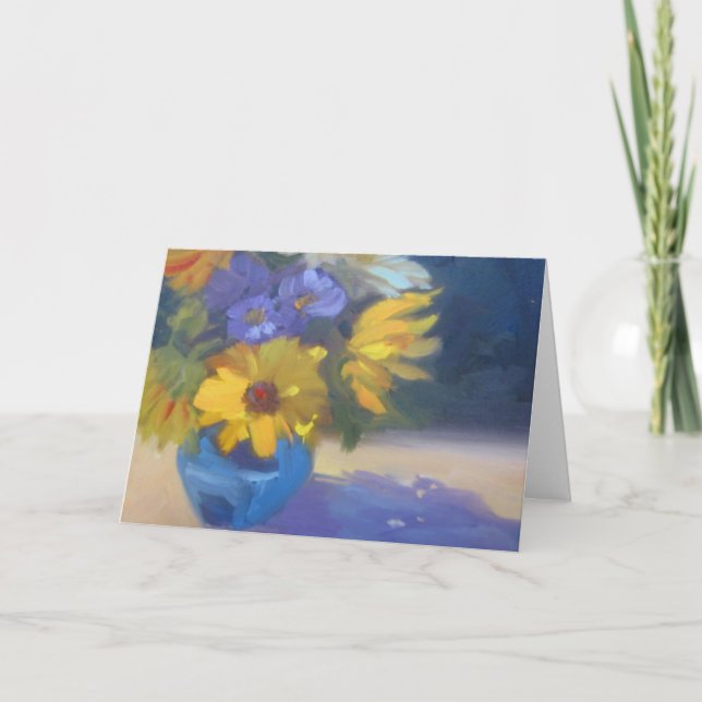 Cartão Floral Azul e Amarelo (Frente)