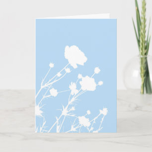 Cartão Floral Azul e Branco