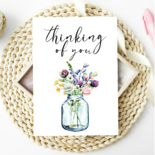 Cartão Floral Boho Pastel Pensando em Você